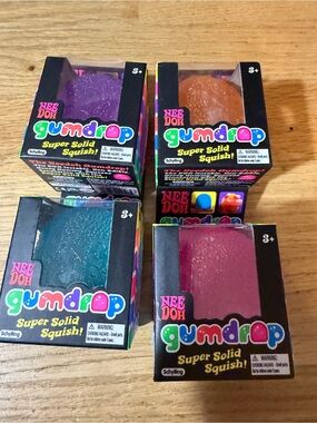 All 4 Nee Doh Schylling Gumdrops Super Solid Squish Pink Set Textured Squishy